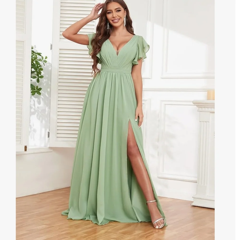 Elegant Light Blue Evening Gown - Picture 2 of 6